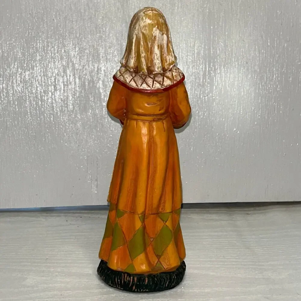 Harvest Woman Resin Figurine Autumn Fall Basket Fruit Decor